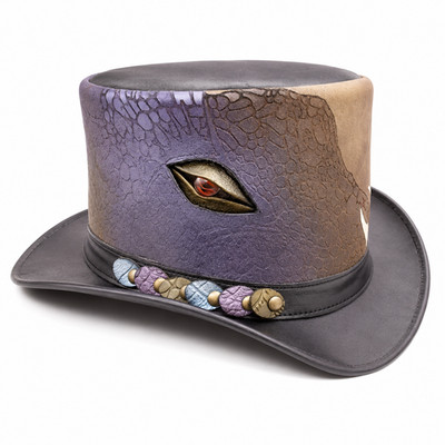 Handmade Steampunk Dragon Eye Leather Top Hat Gothic Victorian Unique Cosplay