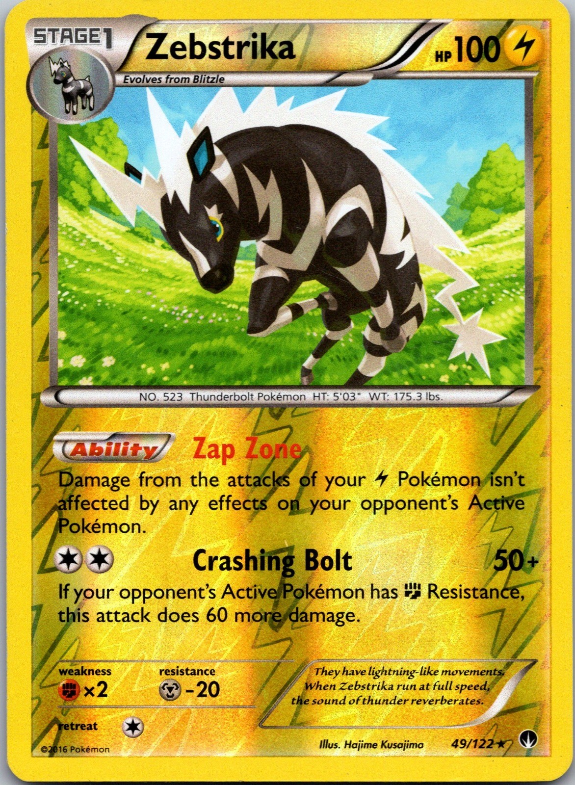 Zebstrika Reverse Holo Rare XY - BREAKpoint 49/122 NM