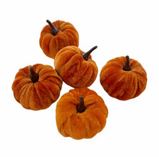Set of 5 Orange Fabric Pumpkin Halloween/fall Decor