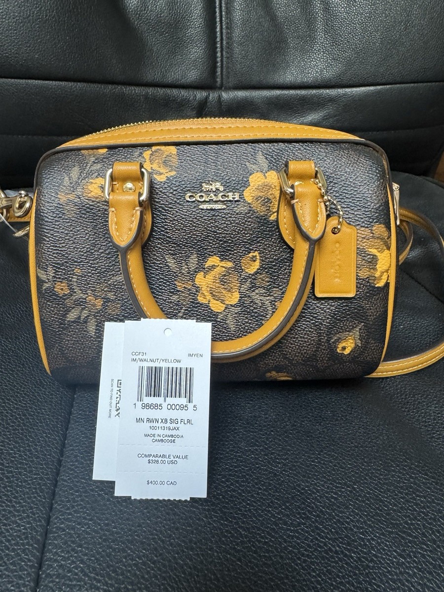 NWT Coach Mini Rowan Crossbody Bag Signature Canvas Floral CCF31