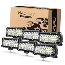 7 Inch LED Light Bar, 720W 72,000LM LED Off Road/Fog Lights  Spot Flood 6 Pcs
