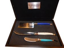 Williams Sonoma Laguiole En Aubrac Cheese Knives Set Of 3 Horn Handles NIB