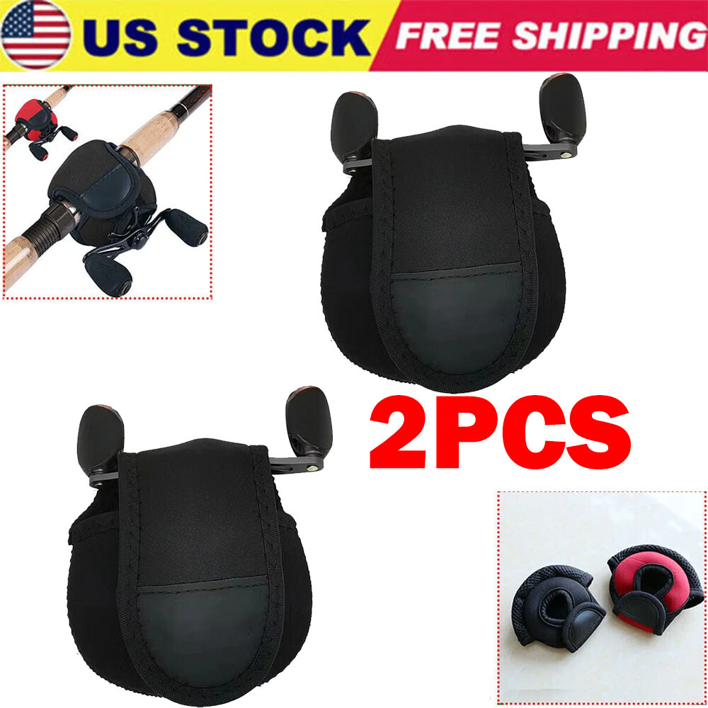 2PCS Fishing Reel Cover Bag Protective Baitcasting Trolling Case US