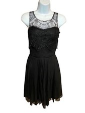 Blossom & Honey Black Lace Bodice Sleeveless Chiffon Dress Sz XS