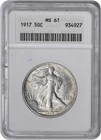 1917 Walking Liberty Silver Half Dollar MS61 ANACS
