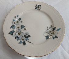Pretty Czech Vintage Blue Rose Bone China 7 Inch Side Plate
