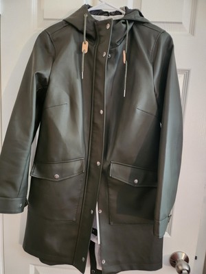Levi Strauss Women s Sz Xs Full Zip Fishtail Rubber Hooded Rain Jacket Coat