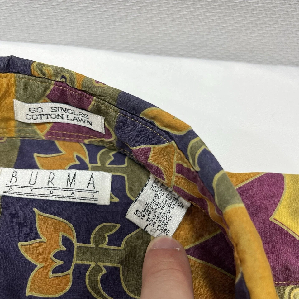 Vtg Burma Bibas Abstract Shirt Mens L 60 Singles Cotton Lawn Button Up Hawaiian - Image 4 of 4