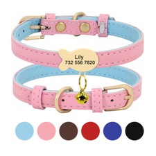 Personalized Cat Dog Collar Adjustable Engraved Gold Fish Tag Free Engraved Name