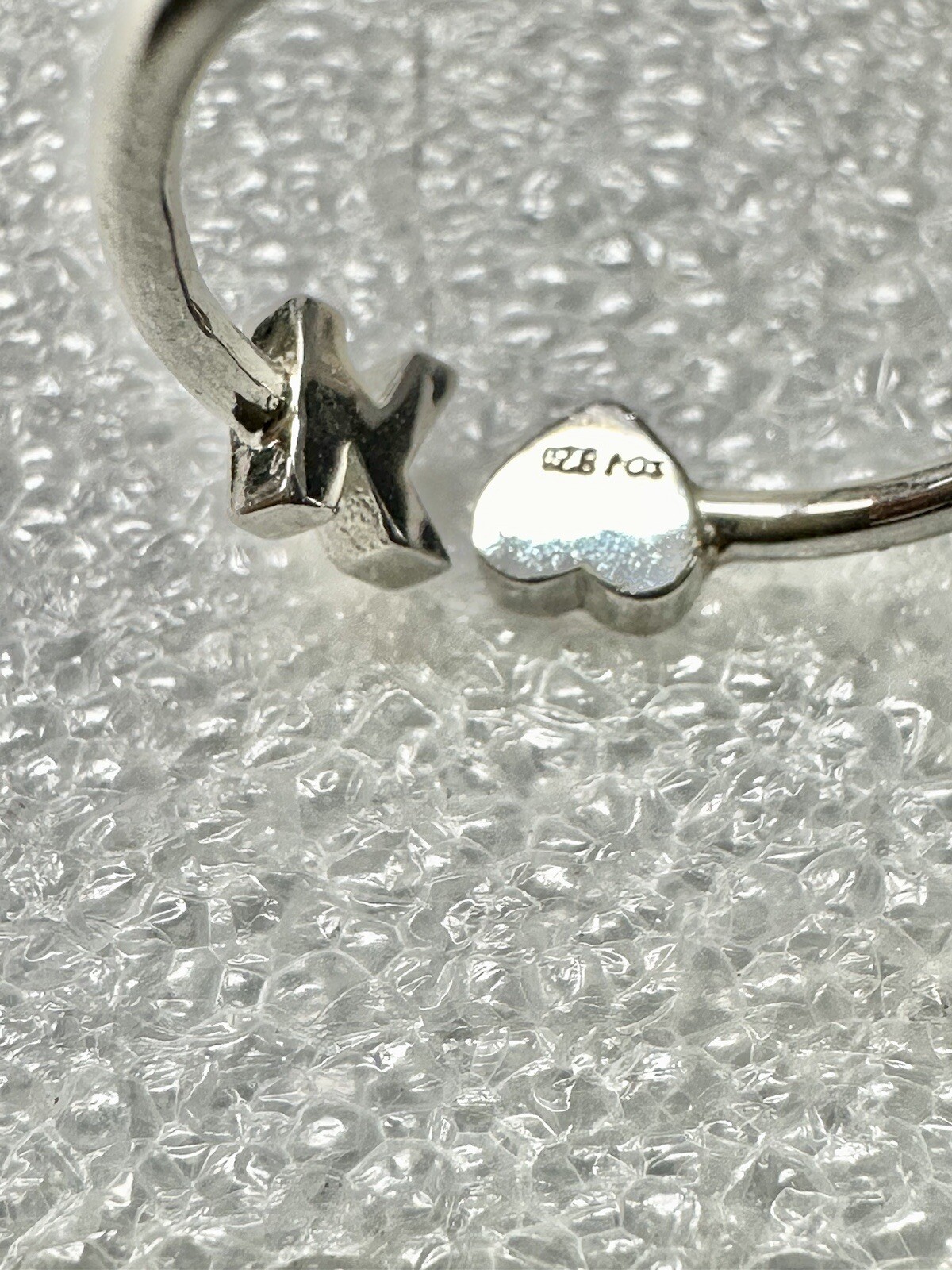 .925 Initial K & Heart Adjustable Ring - image 6