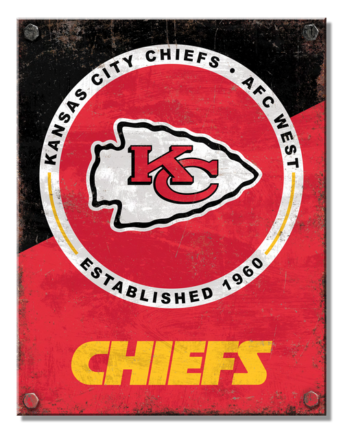 Kansas City Chiefs AFC West Tin Metal Sign Man Cave Garage
