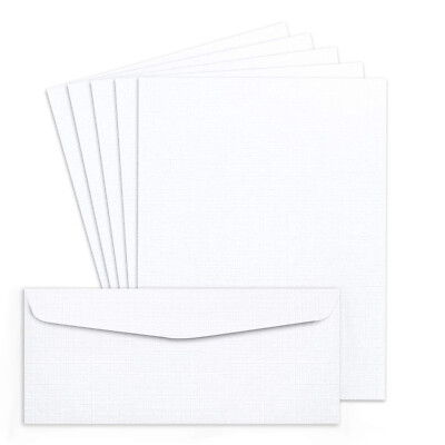 8.5 x 11 Linen Textured Paper with Envelopes, 24lb, White, 50 per Pack
