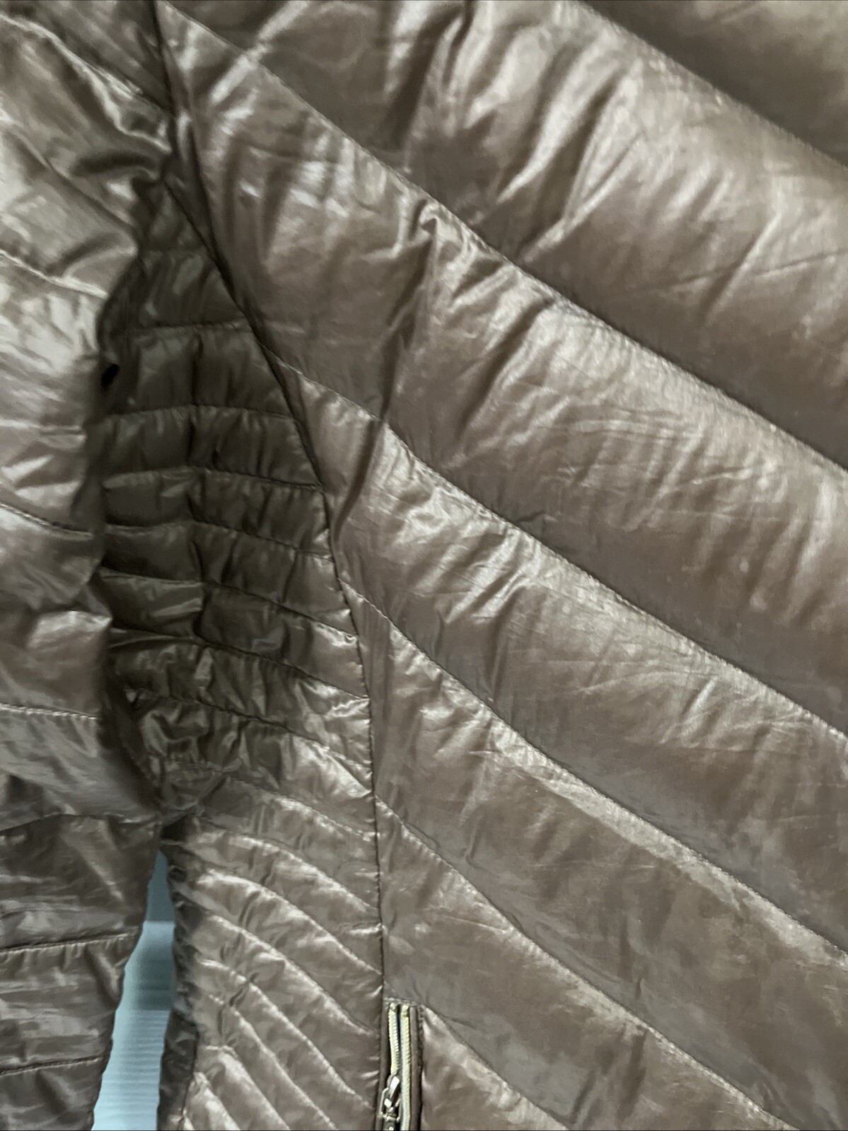 Calvin Klein Packable Lightweight Premium Down Women’s Hooded Jacket Sz. S Brown thumbnail 4