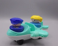 Fisher Price Little People Blue Teal Double Seater Airplane w/ 2 Chunky People