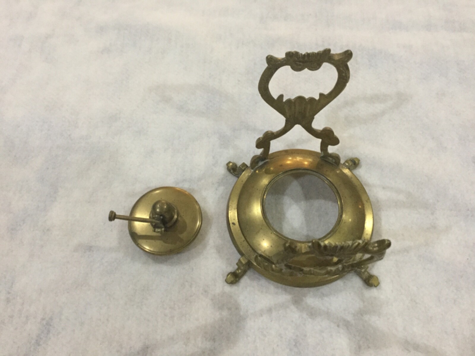 RARE vintage brass tipping teapot with burner and stand