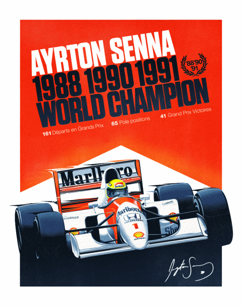 Ayrton Senna - POSTER Formula One World Champion 1988 1990