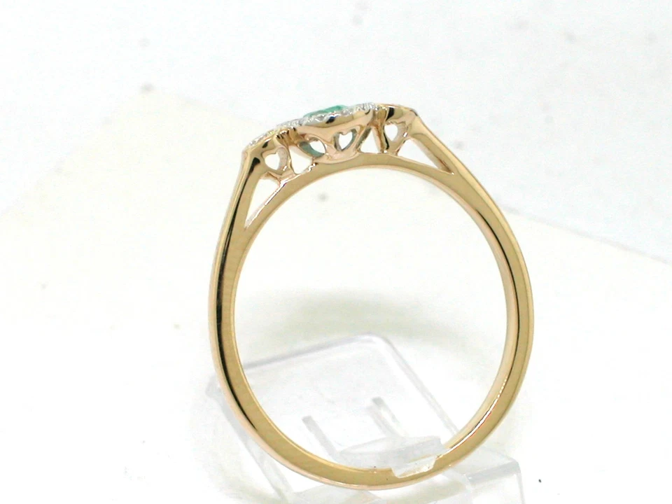 Smaragd Ring 585 Gelbgold 14Kt Gold natürlicher Smaragd 16 Brillanten - Bild 3 von 4