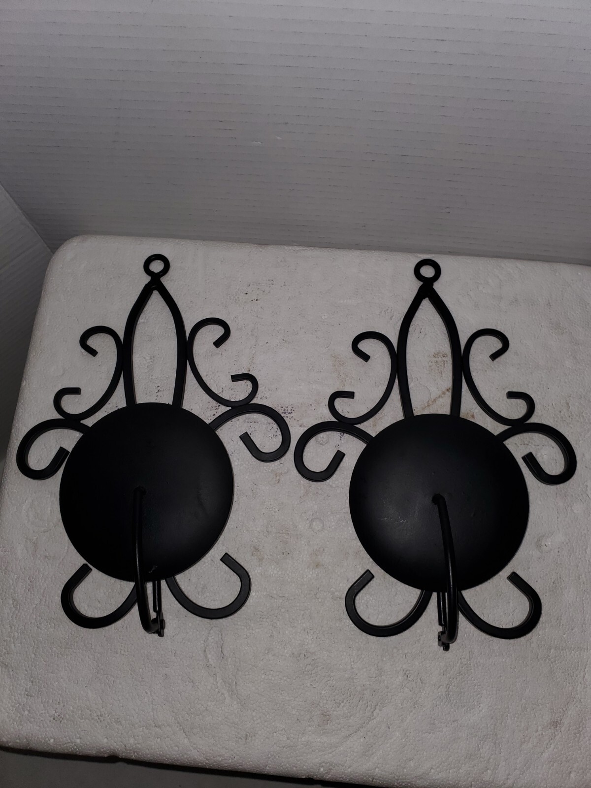 Wrought Iron WALL SCONCES Pillar Tapered Candle Holders ~ Set of 2