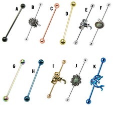 14GA Industrial Barbell Surgical Steel 38mm Ear Cartilage Rings Piercing Jewelry