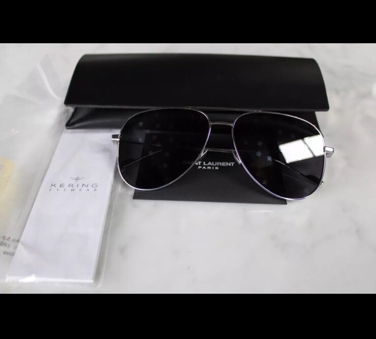 Occhiali da sole autentici YSL Yves Saint Laurent titanio aviatore super stelle SL 193T