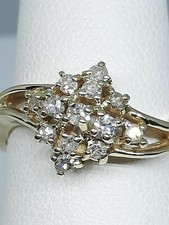 14K Solid Yellow Gold Ring With Diamonds