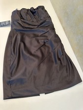 Express size 6 Dress Black Satin Short Strapless or straps Mini Bodycon NEW 23