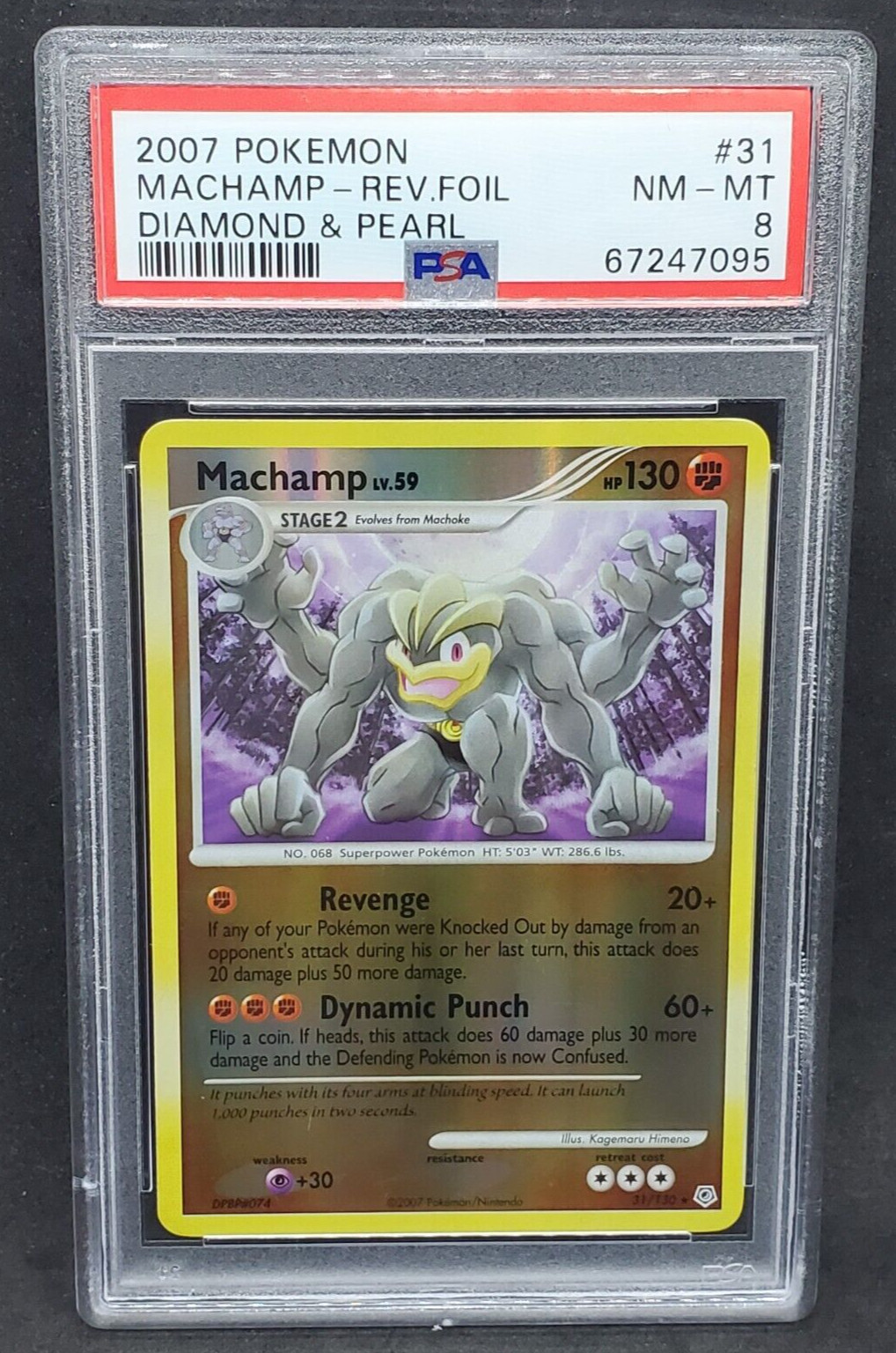 Pokemon PSA 8 NM-MT Machamp 31/130 Diamond & Pearl Reverse Holofoil 2007 S#7095