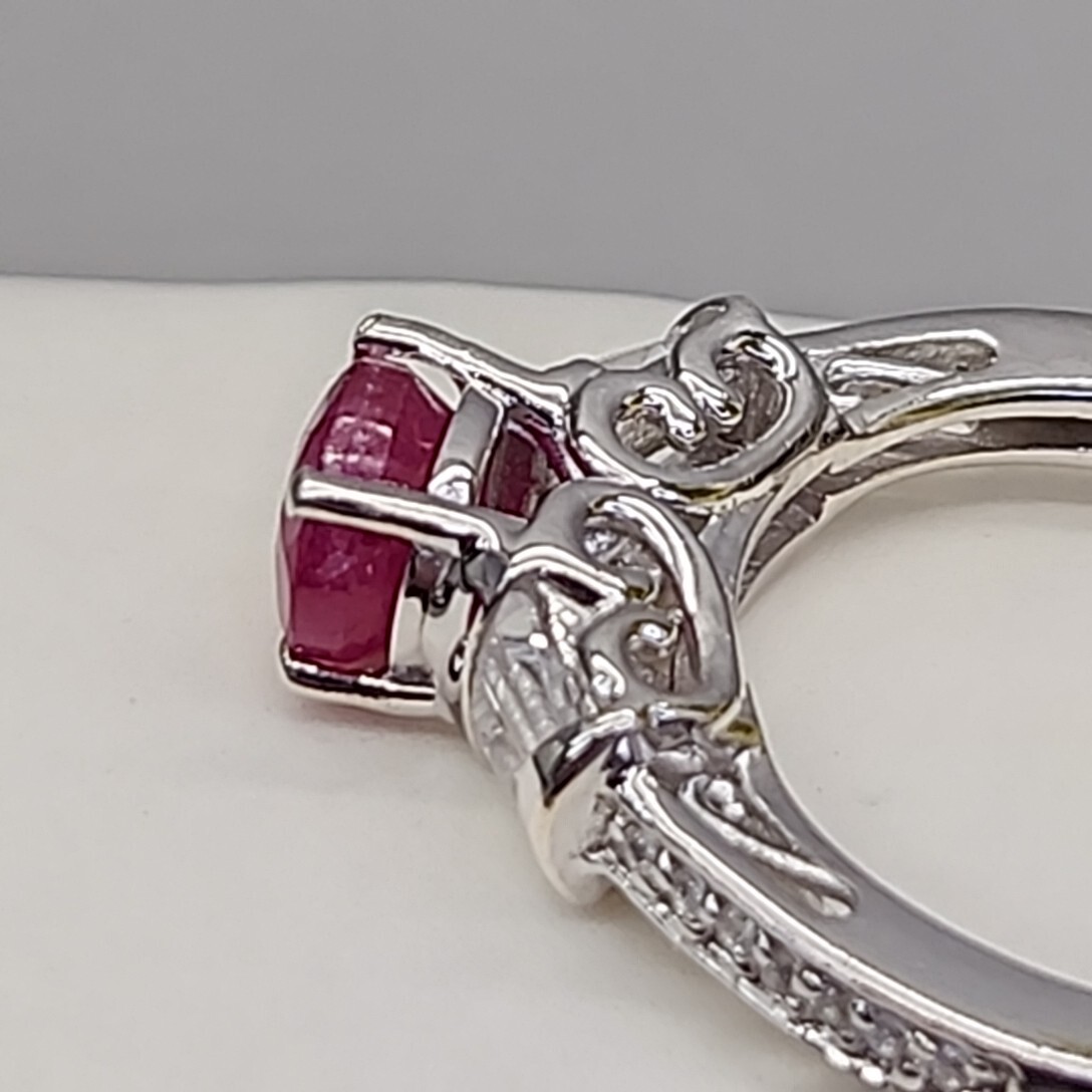 Ruby Ring Cocktail Red Lab Created White Topaz St… - image 4