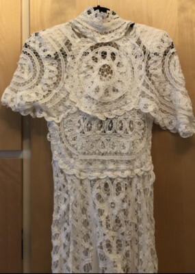NWT $889 Asilio Venice Queen Panelled Lace Midi Dress White Small | eBay