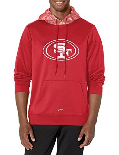 Толстовка с капюшоном Zubaz NFL Mens San Francisco 49ers командного цвета с камуфляжной задней панелью