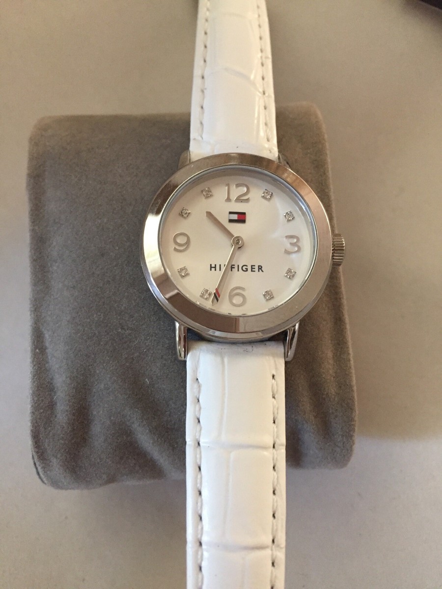 Tommy Hilfiger Ladies White Leather Band Quartz Watch | eBay display picture 2
