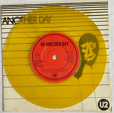 U2 -Another Day- Very Rare Irish Yellow Vinyl CBS label 7'' with Sleeve (Record)
