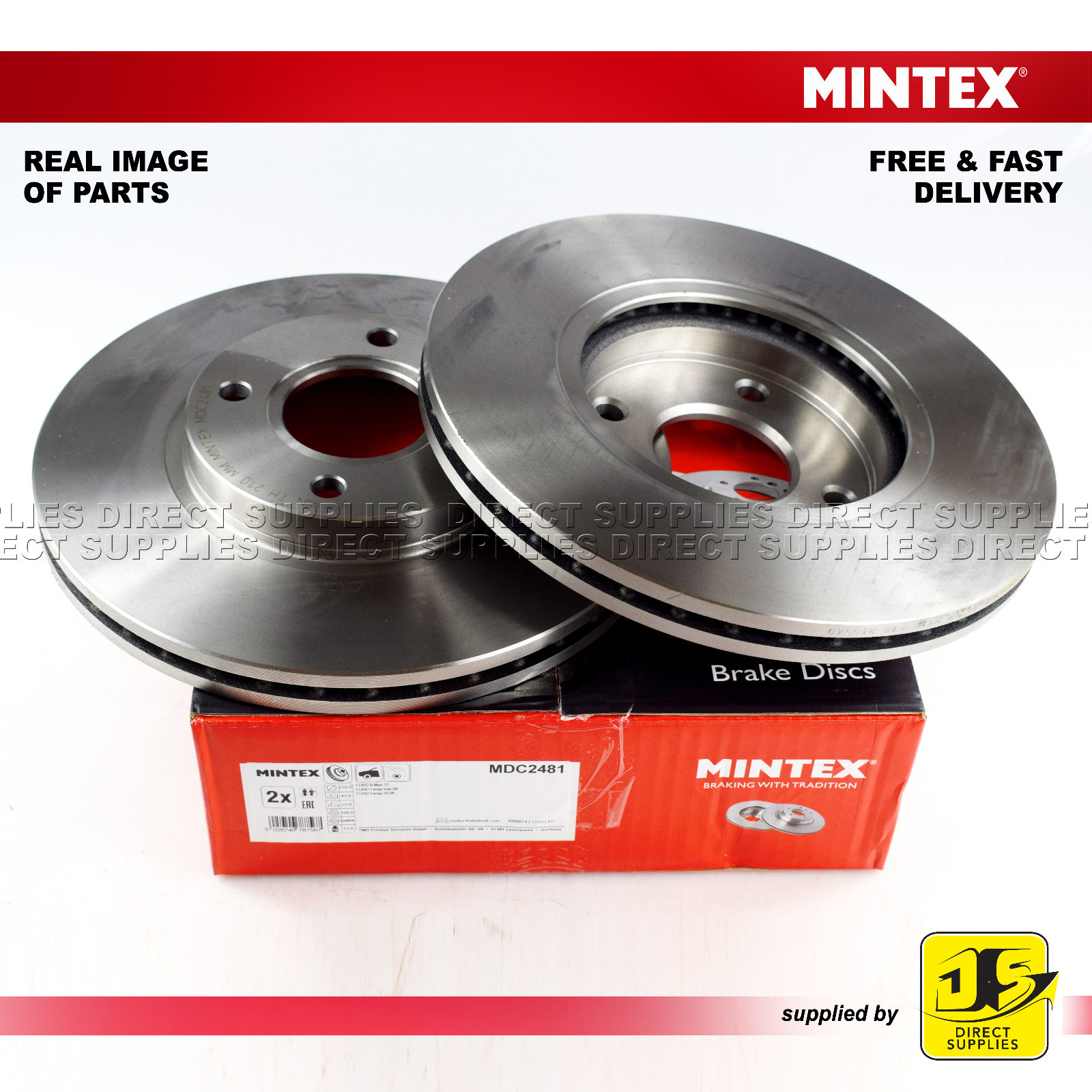 FORD B-MAX FIESTA VI TOURNEO TRANSIT COURIER  MINTEX FRONT DISC MDC2481 PAIR