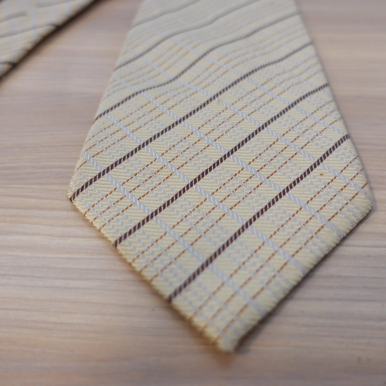OFF WHITE Tuta Abito Cravatta Uomo Off White Marrone Plaid Tattersall Cravatta NUOVA MIGLIORE COLLEZIONE