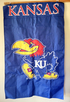 College Flags And Banners Kansas KU Jayhawks 4'x6' Flag – Officially Licensed, Polyester, Double-Sided Print With Grommets