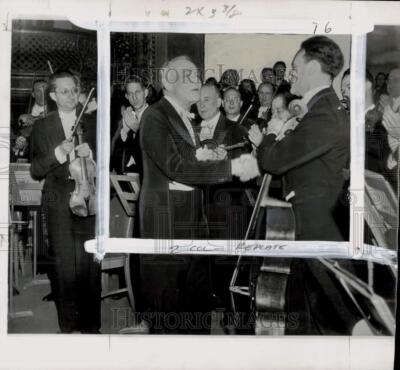 1949 Press Photo Serge Koussevitsky & G. Wallace Woodworth, Boston Symphony Hall