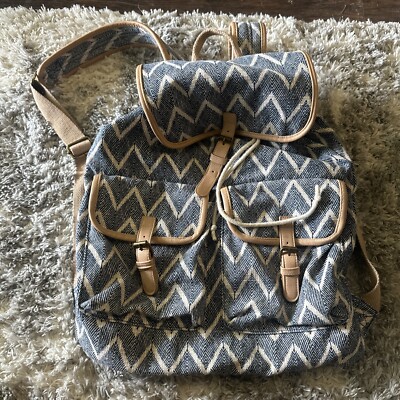Mossimo Supply Co Large Navy and Ivory Backpack Striped Faux
