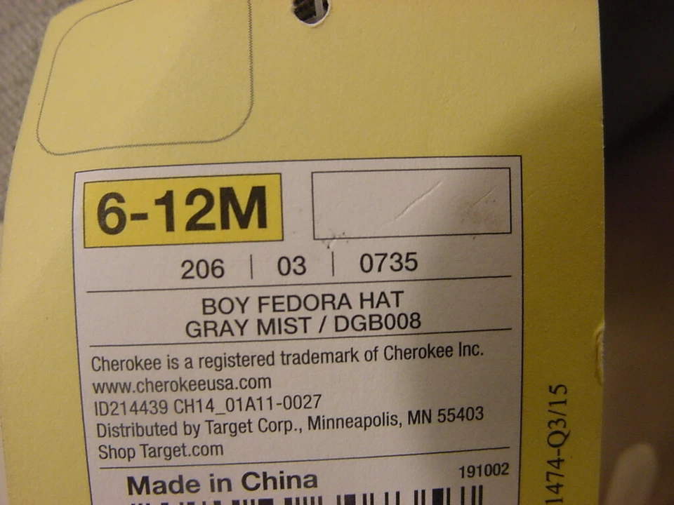 NUEVO CON ETIQUETAS - SOMBRERO FEDORA CHEROKEE NIÑOS 6-12M SOMBRERO BEBÉ  Foto 4 de 4