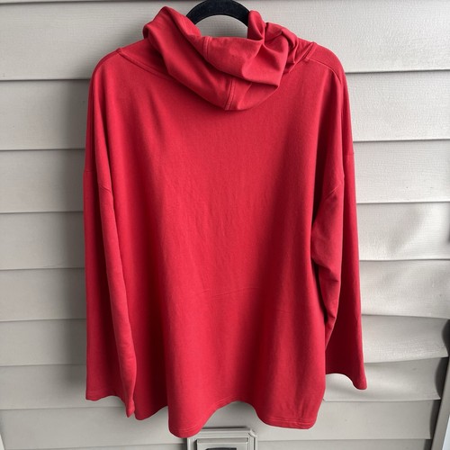 J. Jill 1/2 Zip Hooded Sweatshirt Womens XL Red Pullover Modal Blend Holiday - Picture 2 of 7