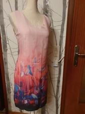 Street One* Kleid Damen Sommerkleid Gr. 36 Pink/Mehrfarbig/Feder