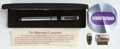 Waterman Brushed Finish w/Black & Chrome Accents Slim Soft Tip Pen (France)