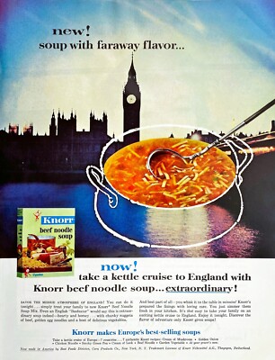 Knorr Beef Noodle Soup Instant Cruise To England Extraordinary Vtg Mag Print Ad