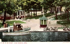1907 Lake View Canoes YMCA Camp Lake Geneva WI Postcard Wisconsin