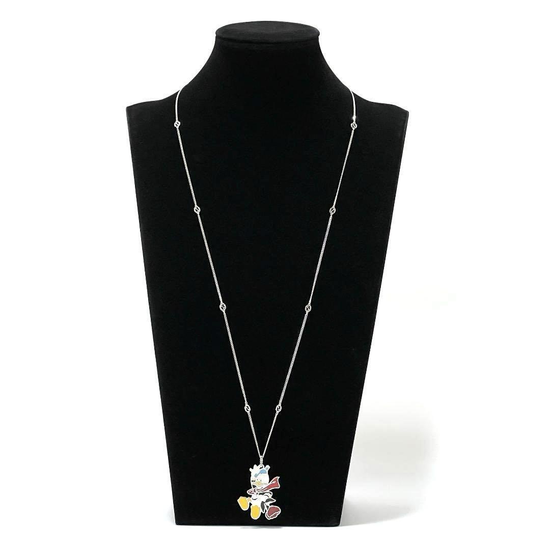 累積売上総額第１位【GUCCI】DISNEY X GUCCI DONALD NECKLACE Gucci x Disney Women's Necklace Donald Interlocking Silver