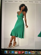 Lulus Green Tie Back Midi Dress with Pockets size Medium