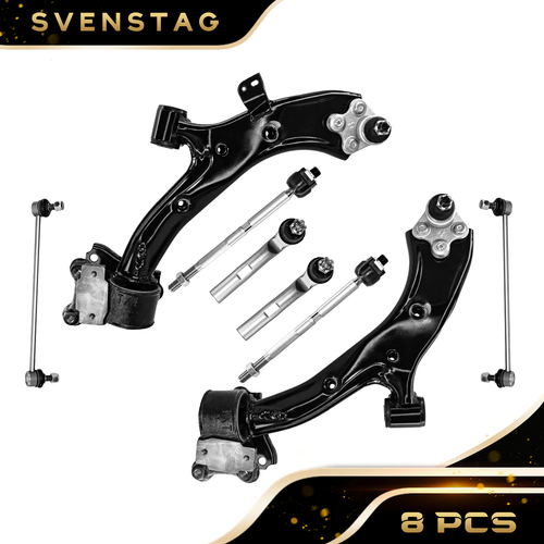 8Pcs For 2008 Focus 2.0L & 2.3L Front Lower Control Arms Sway Bars Tie Rod Links