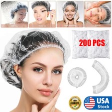 200x Disposable Shower Caps Plastic Clear Hair Cap Large Thick Waterproof Bath