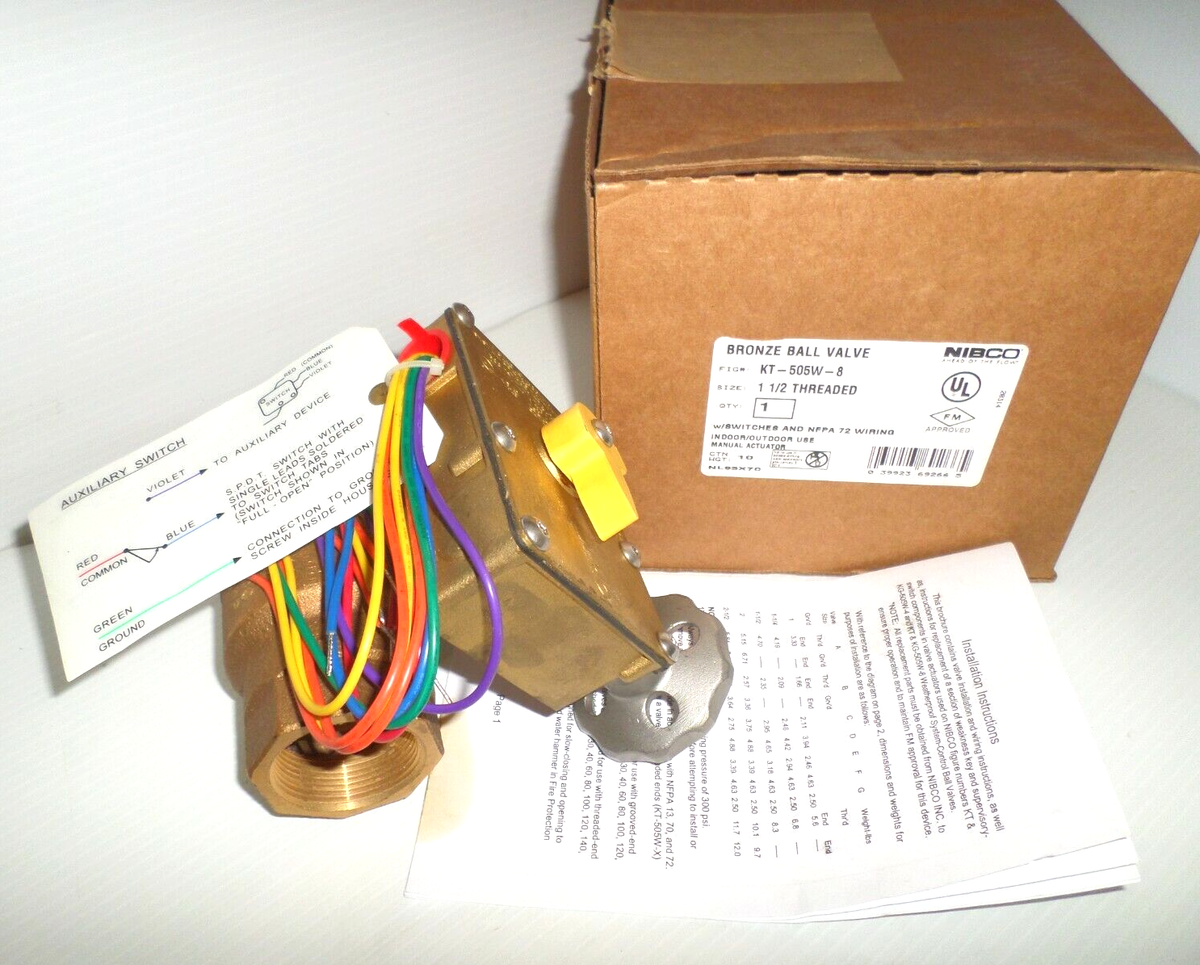 ⭐NEW IN BOX⭐Nibco KT-505W-8 Fire Protection Ball Valve Bronze