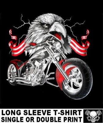 MOTORCYCLE BIKER V TWIN PATRIOTIC AMERICAN FLAG & EAGLE CHOPPER T-SHIRT XT78
