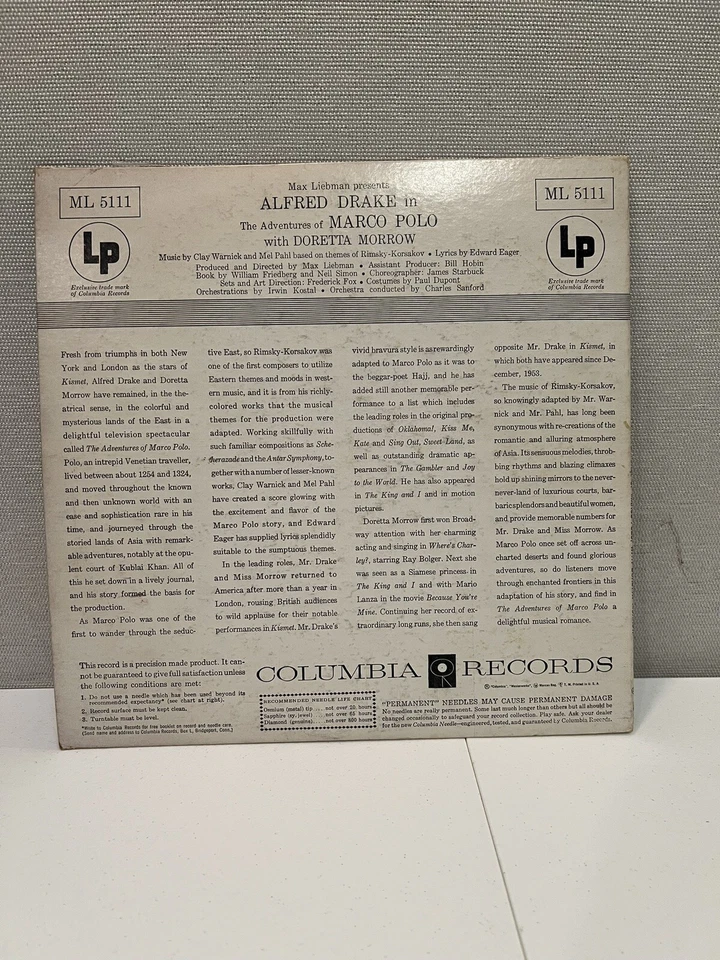 Alfred Drake - Marco Polo with Doretta Morrow Columbia ML 5111 RL8 — 第 2/4 张图片